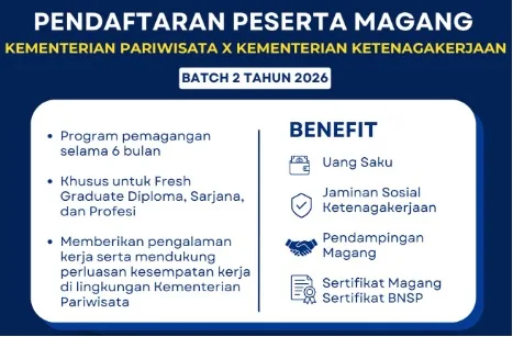 Masih Dibuka! Ini Cara Daftar Magang Kementerian Pariwisata 2026