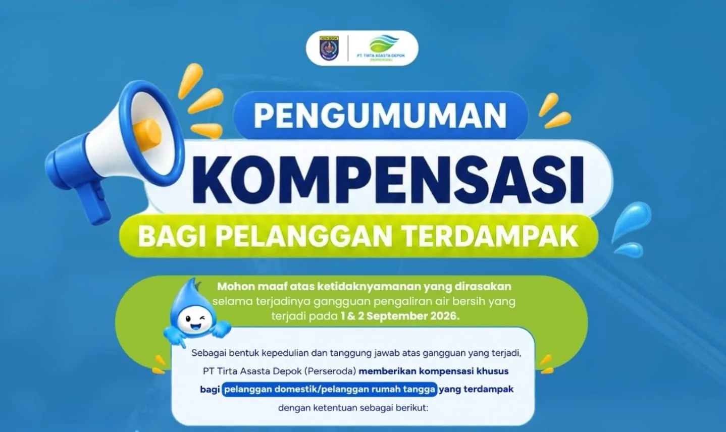 Tirta Asasta Depok Beri Potongan Tagihan 10 Persen, Pelanggan Tak Perlu Mengajukan
